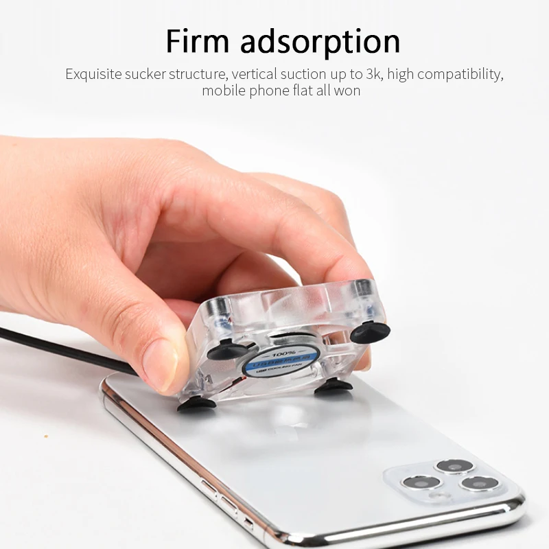 Mini Mobile Phone Cooling Fan Radiator Portable USB Charging Game Mute Cooler CellPhone Cool Heat Sink With Silicone Sucker