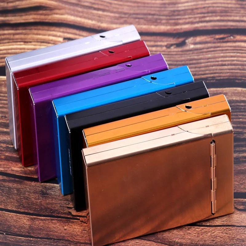 Slimline Extra Long Magnetic Flip-top Aluminium Brushed Cigarette Case Sweatproof Extrusion Resistant Cigarette Case