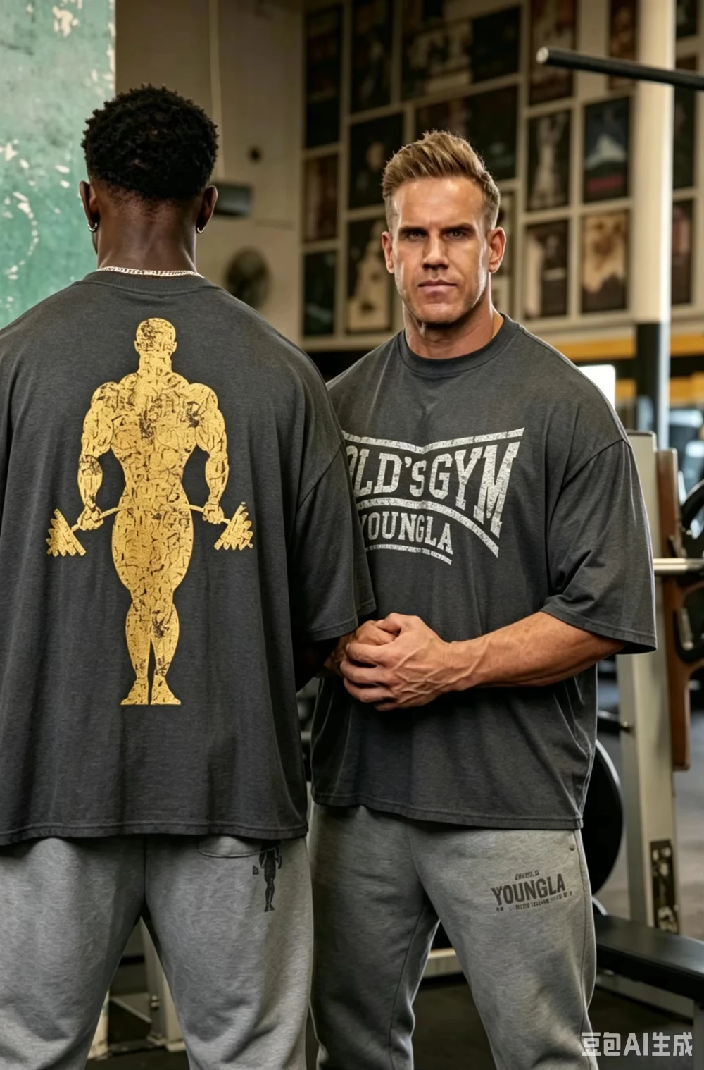 Sommer 2026 Herren Oversized Vintage Rissiges Grafik-Baumwoll-T-Shirt mit kurzen Ärmeln für Fitness, Bodybuilding, Workout und Freizeit – Detail 4