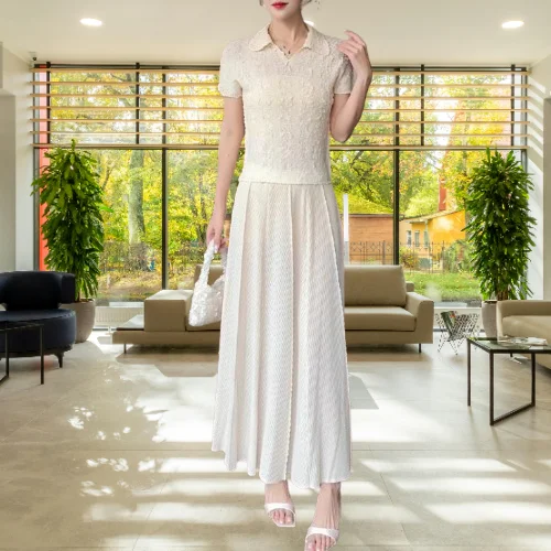 

Miyake Skirt Women's Summer Temperament Plisse Fashion High Waist Pleat Drape High Waist A Word Big Pendulum Pleated Dress