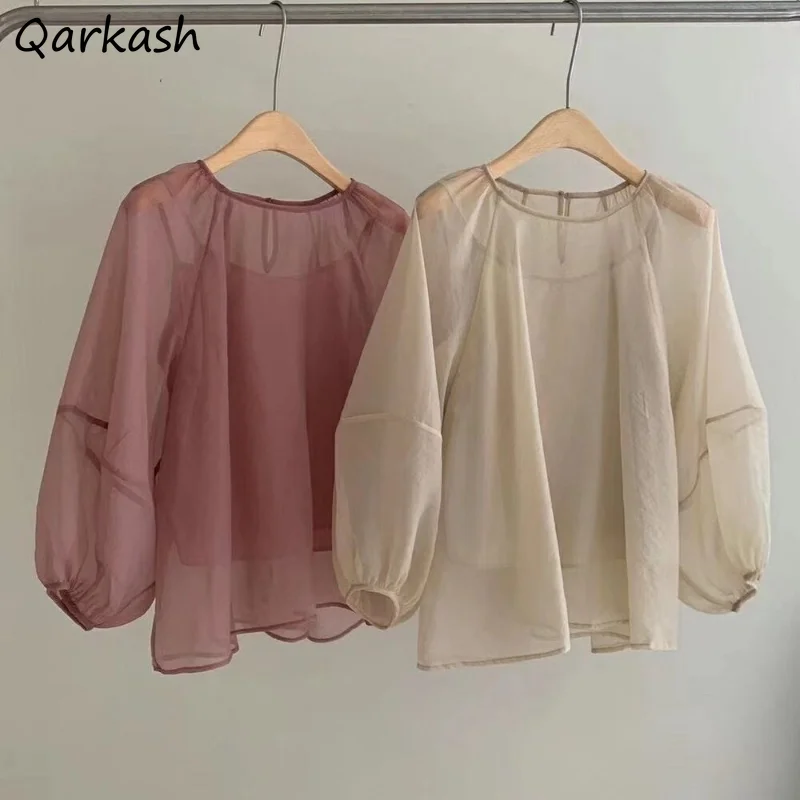 2 Pcs Sets Women Simple Camis Bandage Blouses Sheer Summer Sun-proof Korean Style Fashion Ulzzang Ladies Temperament All-match