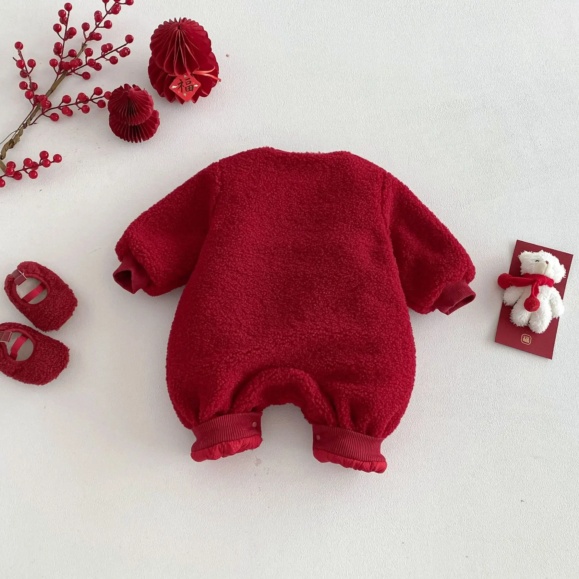 Weihnachten Baby Strampler Thermo Gepolsterte Onesie Teddybär Cartoon Infant Overall Winter Urlaub Neugeborenen Kleidung