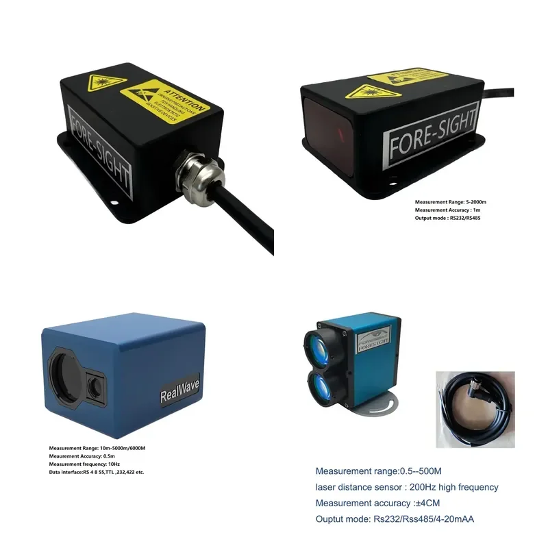 HCY Industrial Ranging 1000m-2000m Measurement Accuracy 0.1m RS232/RS485 Output IP68 9-28V 905nm Class1 Aluminum Alloy