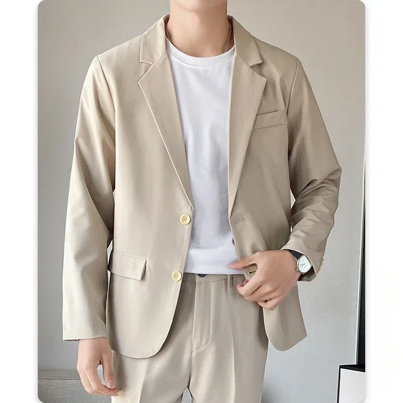 

High-quality Men's Trend Casual Blazer Loose Solid Color Single Breasted Suit Jacket Fashion Handsome Top Party Luxury Coat