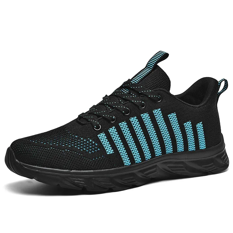 Men Sneakers Outdoor Breathable Men Running Shoes Stripe Fashion Lace Up Mesh Sneakers for Walking Jogging Plus Size 45-48