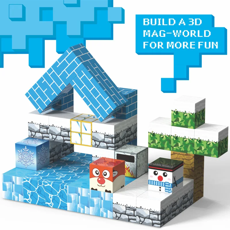 Magnetisch kinderspeelgoed in de ijs- en sneeuwwereld. Denken en praktische vaardigheden oefenen. Cadeaus voor kinderen.