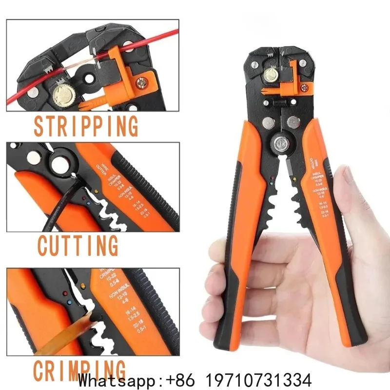 Multifunctional Cable Wire Stripper Cutter, Crimping Stripping Plier Tool, Self-adjusting 8