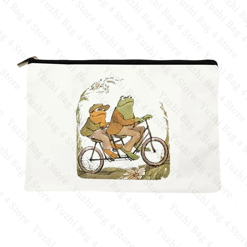 Cute Frog Pattern Cosmetics Bag, Sacos De Higiene Pessoal Engraçado Dos Desenhos Animados, Bolsa portátil de armazenamento de viagem, Saco de batom