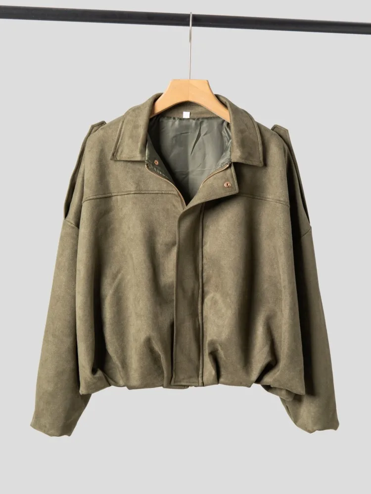 

Vintage Green Oversize Bomber Jackets Women 2025 New Autumn Fashion Elegant Loose Soft Outfits Jacket Female Party Chic Clothes