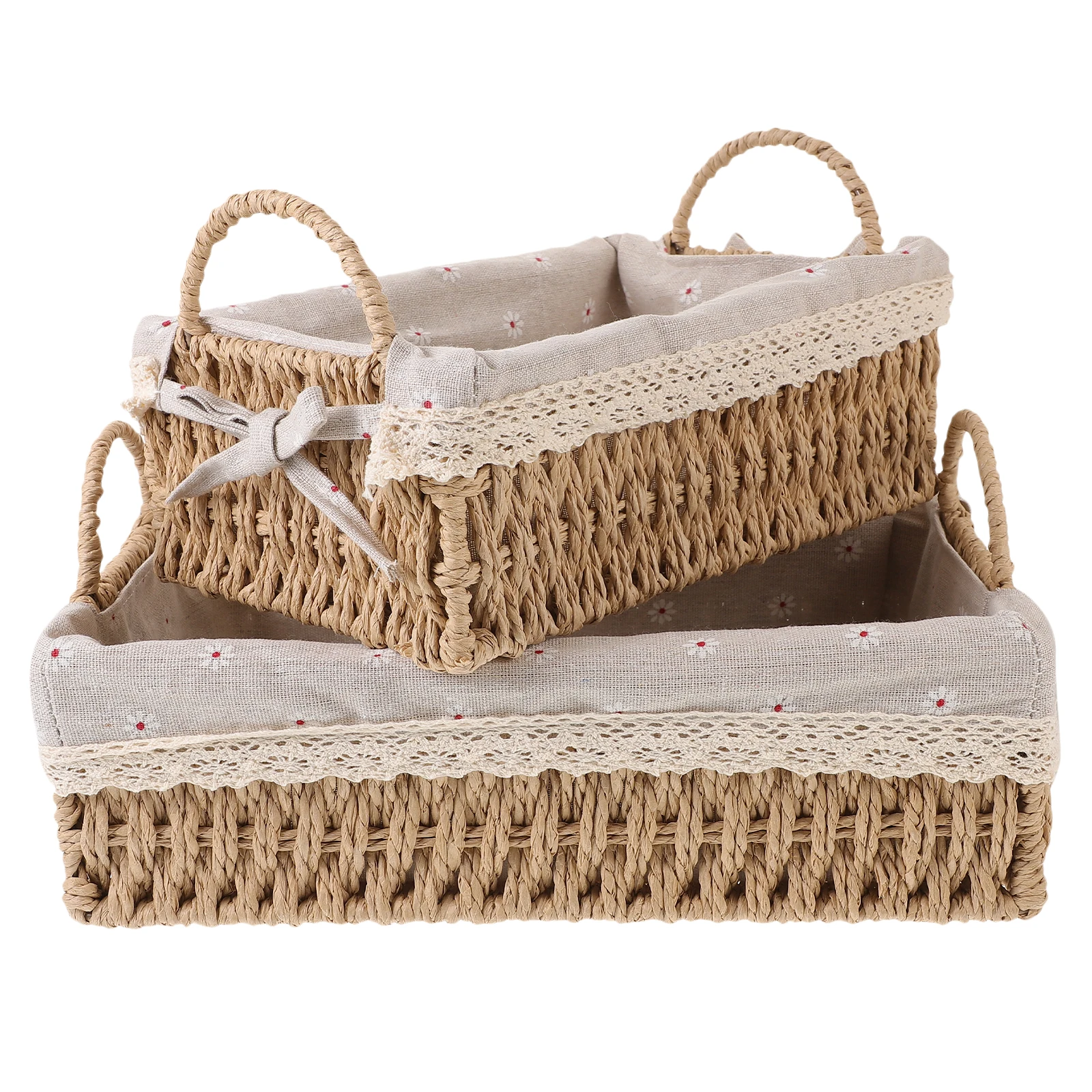 

1 Set Storage Basket Woven Desk ganizer Safe Material Sturdy Home Supplies Container Holder Beige Square Shape