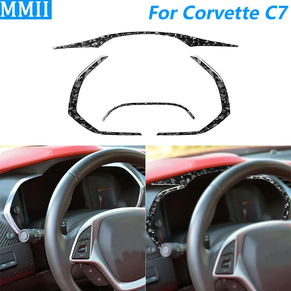 For Chevrolet Corvette C7 Z06 2014-2019 Forged Carbon Fiber Instrument Speedometer Frame Panel Cover Car Accessories Sticker