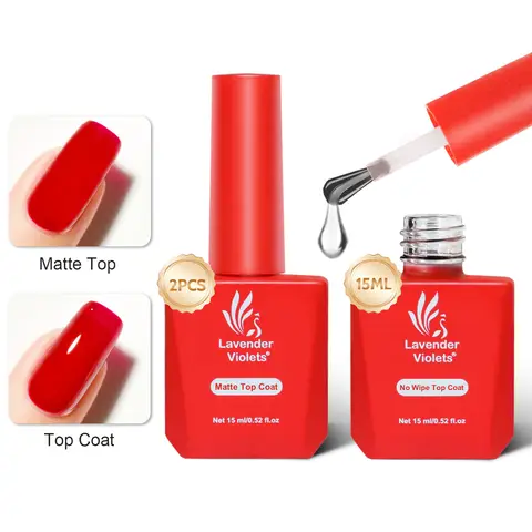 2pcs 15ml 닦지 마세요 광택 및 매트 탑 코트 스타터 홈 살롱 네일 아트 디자인 매니큐어 페디큐어 용 네일 젤 광택제 담그기
