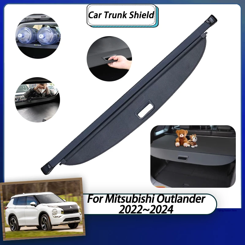 

For Mitsubishi Outlander ZM 2023 Accessories 2022 Trunk Cargo Cover Rear Car Luggage Organizer Curtain Retractable Shield Shade