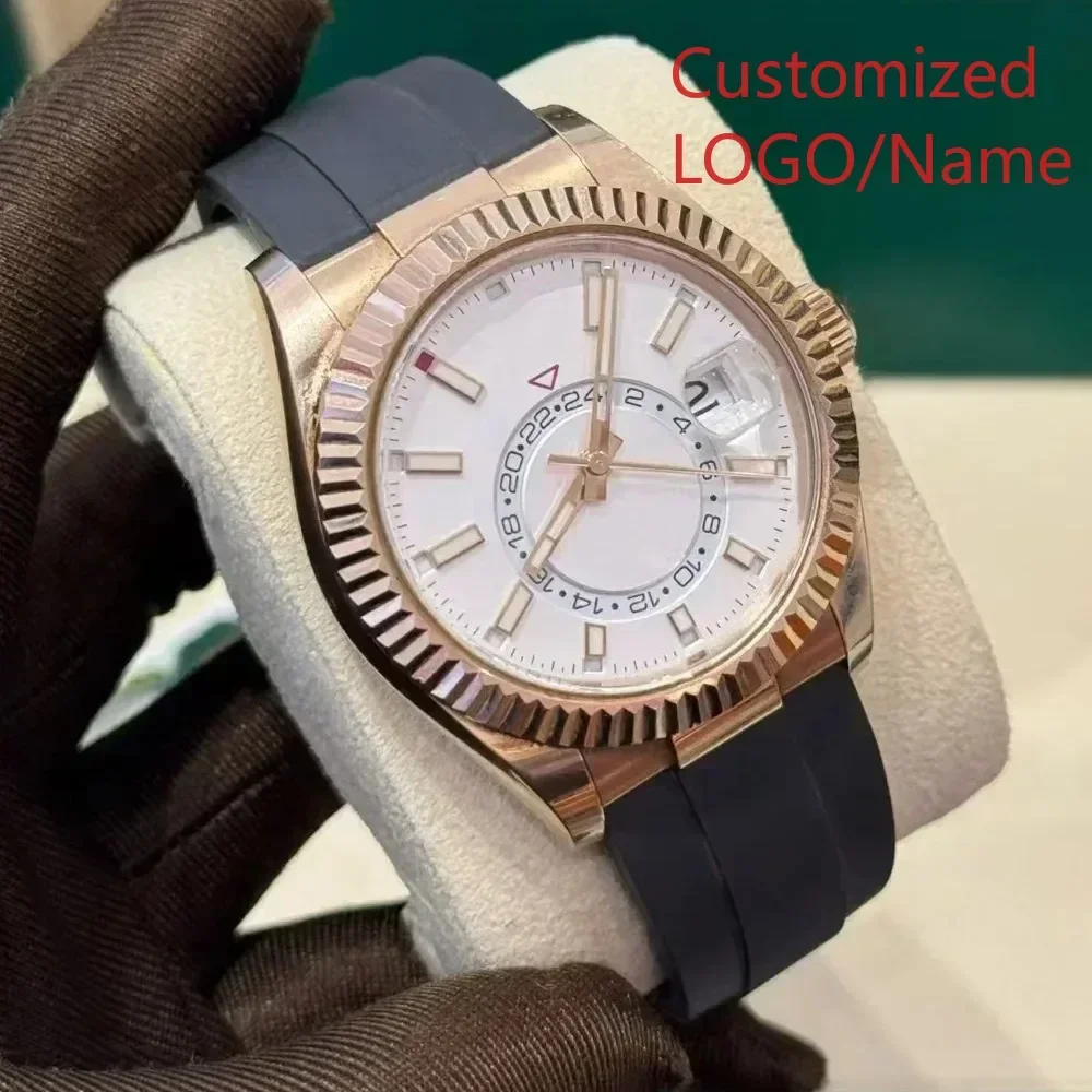 A88 Store  Customized Men's Automatic Mechanical Watch 904L Stainless Steel Sapphire World Time