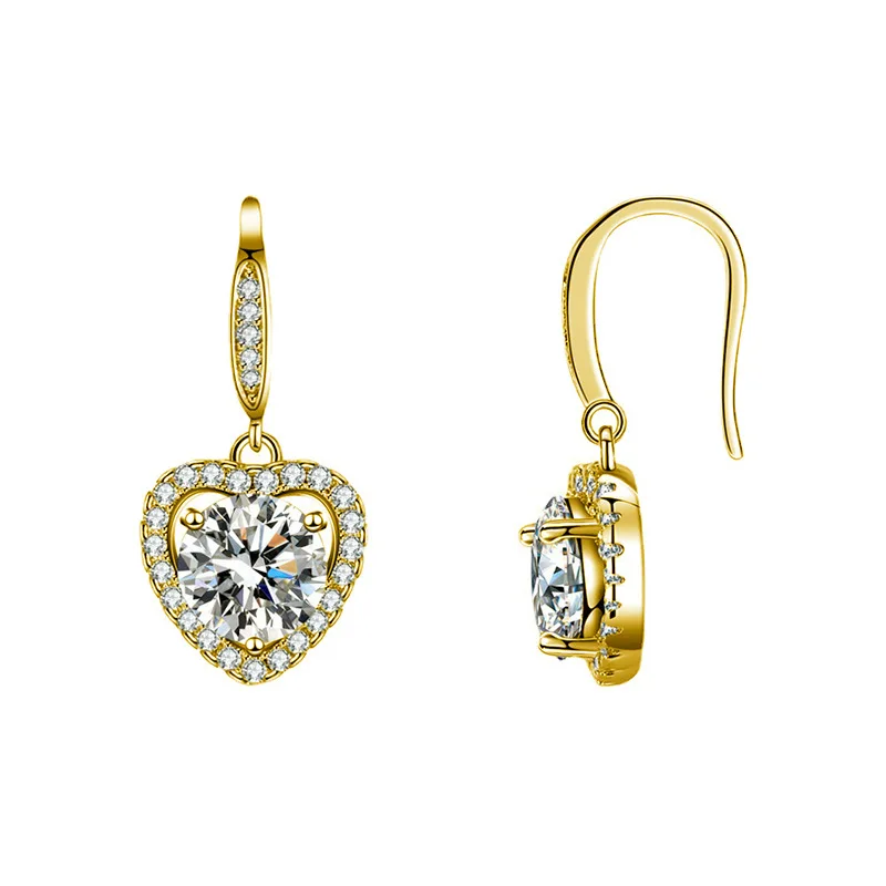 

S925 pure silver jewelry, heart-shaped earrings, moissanite earrings, DIY accessories, fashionable and versatile silver jewelry