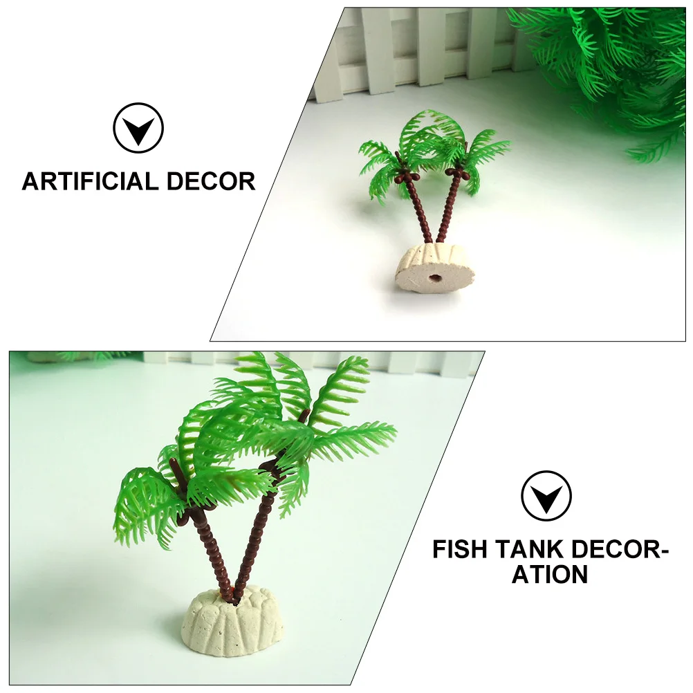 

12pcs Lifelike Coconut Tree Ornament Resin Fish Tank Decor Fake Mini Coconut Tree For Home Aquatic Plants Landscape Decoration