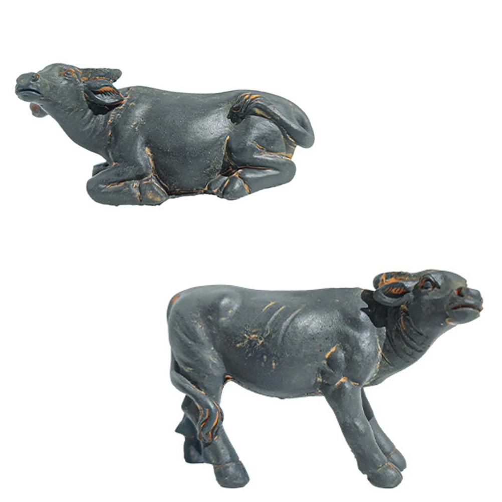 

2pcs 2 Buffalo Resin Buffalo Statue For Home Decoration Decor Lightweight Stable Decoration Sculpture Crafts Animal