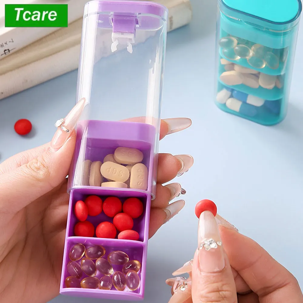 

Чехол для таблеток с 3 отделениями, коробка для таблеток, без BPA, органайзер для таблеток/3 раза в день, органайзер для таблеток для путешествий для кармана, кошелек для хранения витаминов