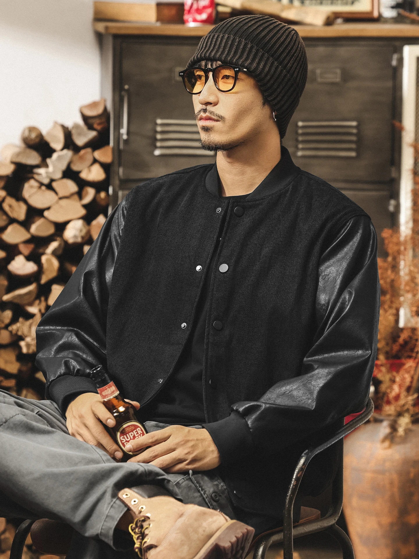 

Retro jacket men's autumn and winter new design sense patchwork baseball jacket jacket, heavyweight casual jacket