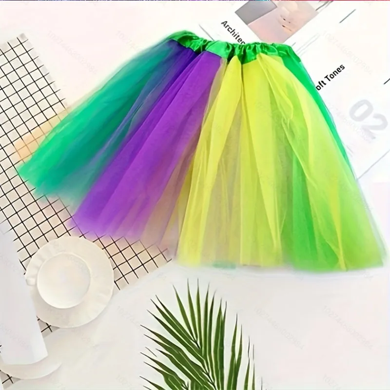 Новый Орлеан желтая зеленая фиолетовая Яркая юбка из тюля яркая женская одежда