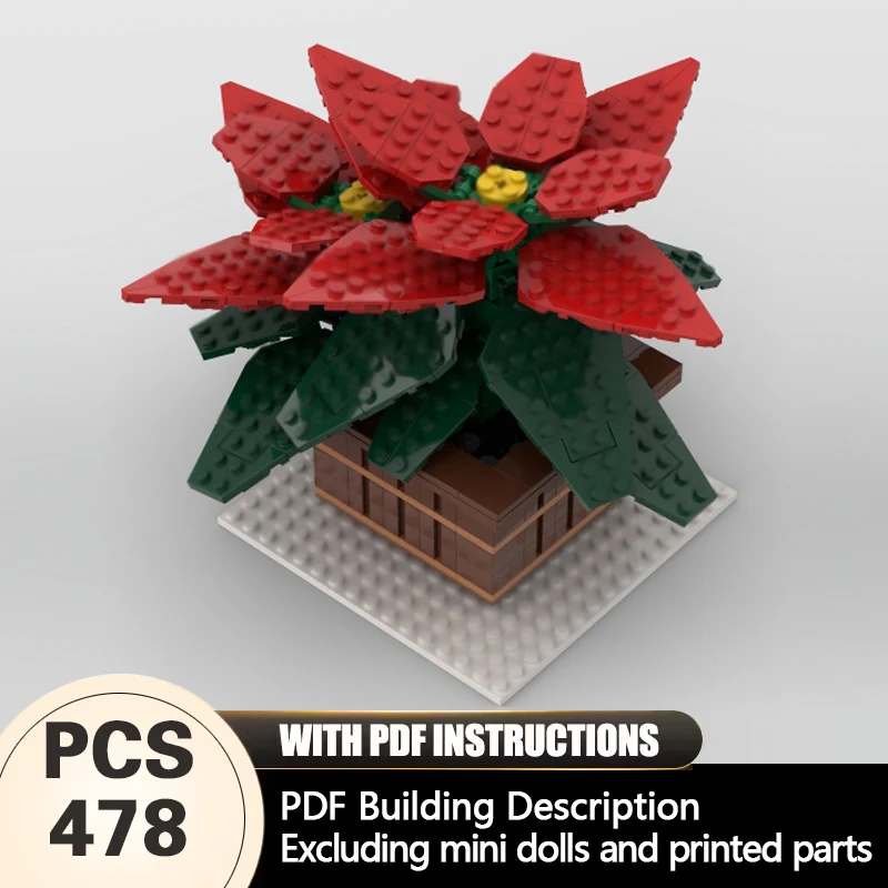 Creators Animal Series Model MOC Building Bricks Poinsettia Flower Modular Technology Gifts Holiday Assemble Children Toys Suit
