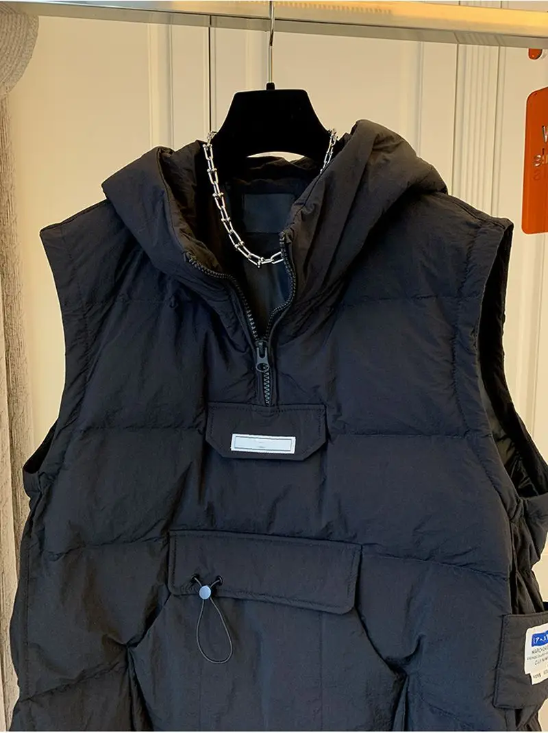 Groot formaat 300-Pou Amerikaans sle-vest met capuchon, katoenen dons Jaet ex Winter Ins Svel oulder Pad paar jas