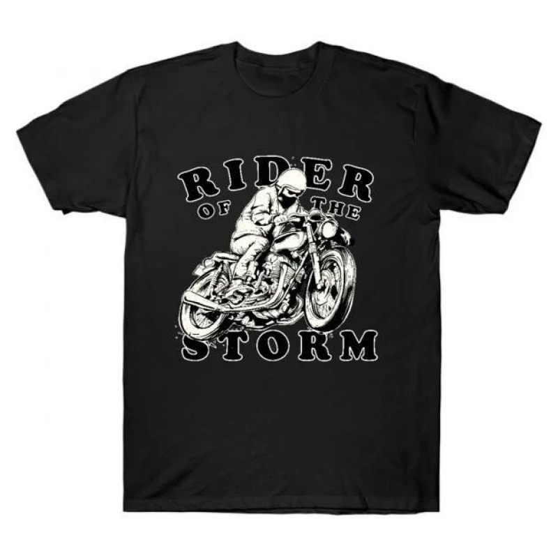 

Rider of the storm Cafe Racer Born to Ride Retro Motorcycle Gift T-Shirt for bikers 100% cotton Short sleeve Graphic clothes