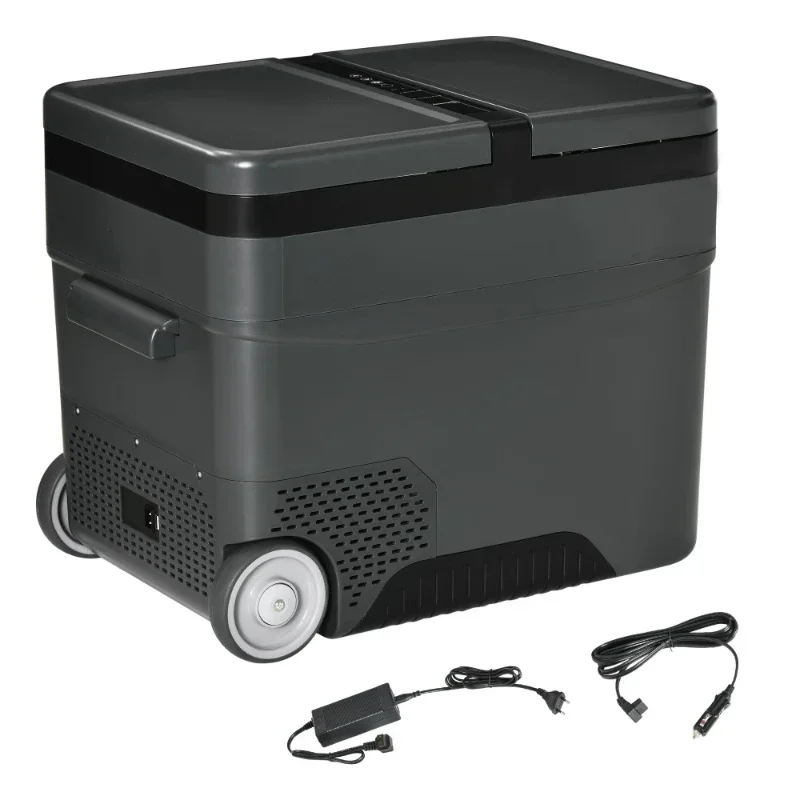 45L 12 Volt Electric Portable Refrigerator with Handle and LCD, 63.2x42x50.8 cm, Grey