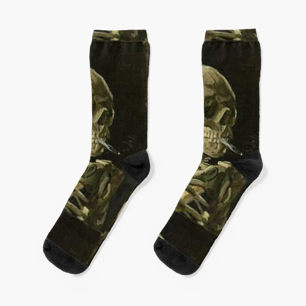 Van Gogh Skull Chaussettes en coton pour hommes, Chaussettes