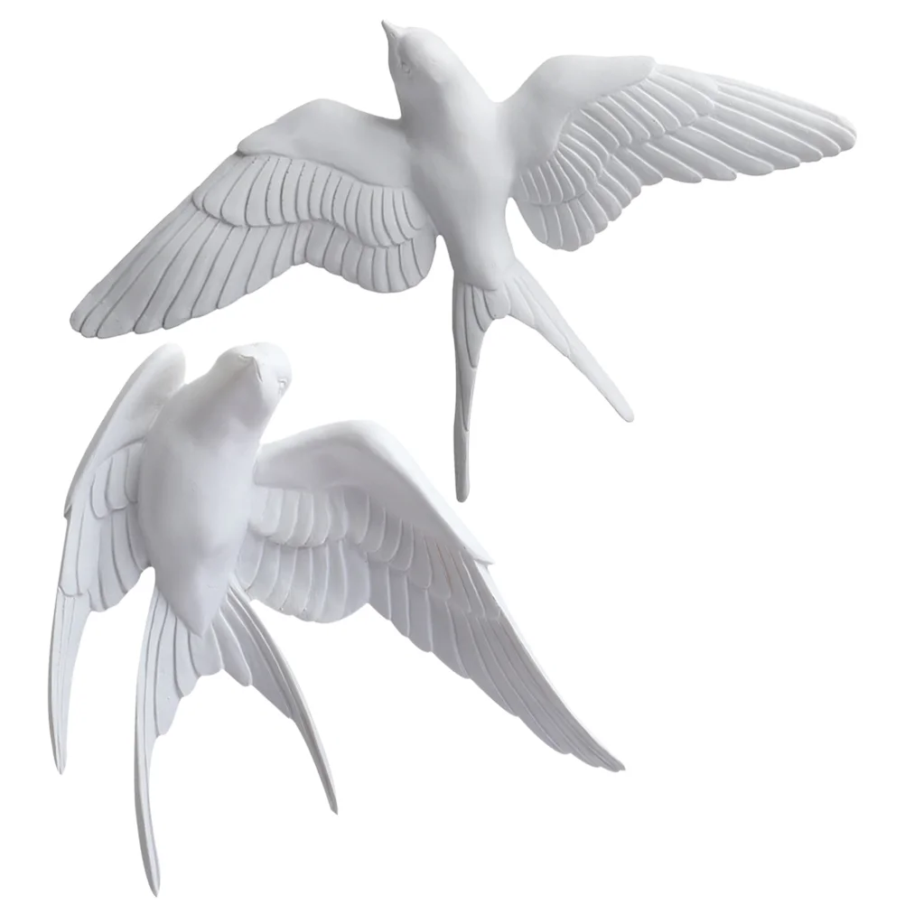 2 Pcs House Decorations for Wall Decorations Living Wall Pendant Imitated Swallow Model Teaching Mold Bird White Artificial with