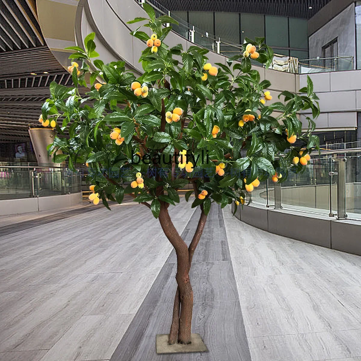 Simulation Loquat Tree Interior Decoration Fake Trees Shopping Mall Hotel Floor Ornaments