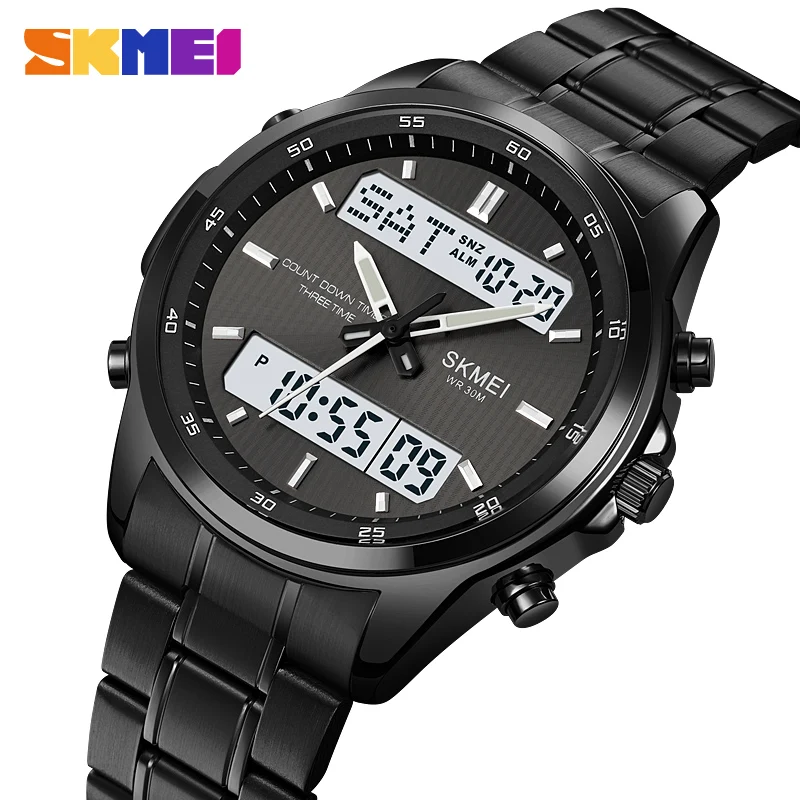 SKMEI Fashion 3 Time Countdown Timer Digital Wristwatch For Men Back Light Display Waterproof Alarm Clock Stopwatch Sport Watch