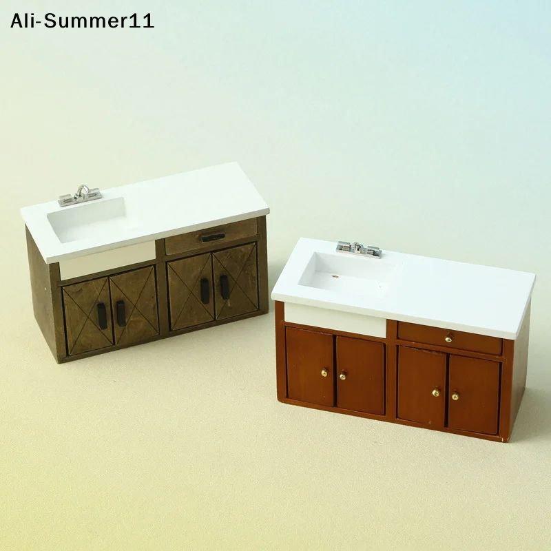 

【Wq0】【R】HMA76-1:12 Dollhouse Miniature Retro Cabinet Sink Drawer Chest Furniture Home Model Decor Toy Doll House Accessories