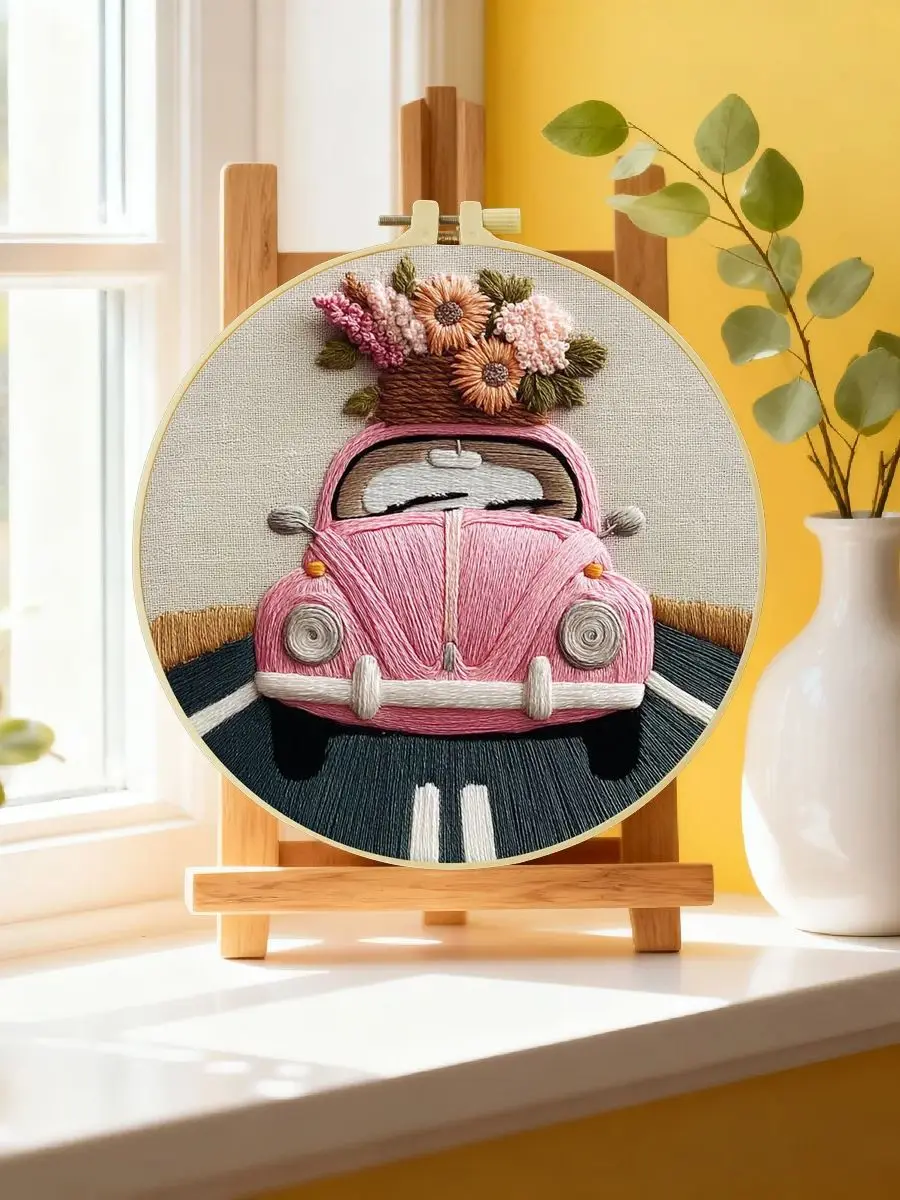 1 Stück 20X20CM/15X15CM 7,87/6,3 Zoll Auto-Stickerei-Starter-Kit DIY-Kit DIY-Stickerei-Set Handarbeiten Heimdekorations-Set für Anfänger – Detail 6