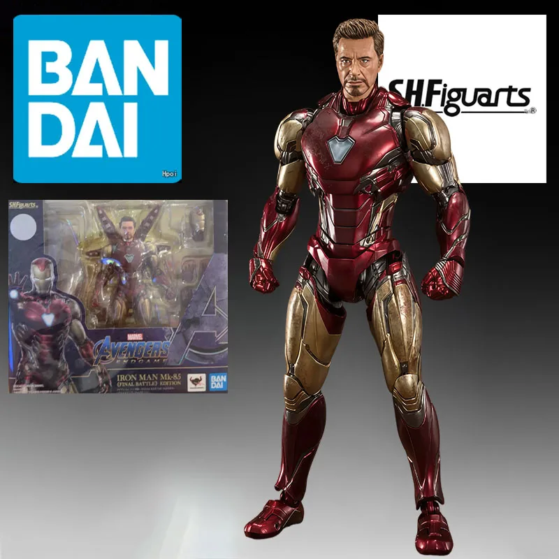 BANDAI Original Iron Man MK85 & Rescue armor & Iron Spider Man & Thor&Captain Marvel&Captain America Anime Figures Toys For Boys