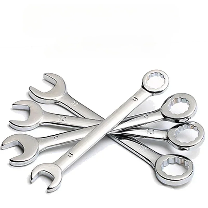 10pcs Metric/English Mini Mirror Throwing Open-ended Wrench Plum Dual-purpose Wrench Set Pocket Wrench