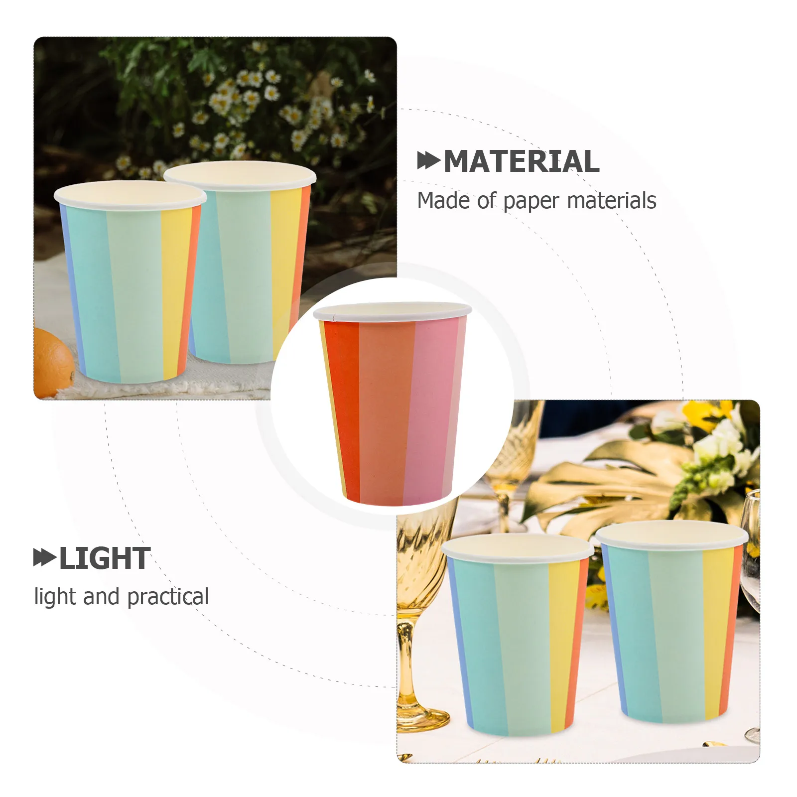 

50pcs 7 Inch Colored Paper Disposable Party Supplies Lightweight Portable Outdoor Activities Banquet Drinking Juice Cups Paper