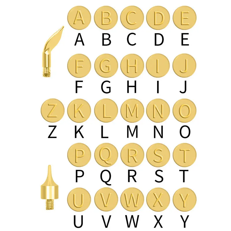 28PCS Wood Burning Tips Set Alphabet Letters DIY Carving Embossing Crafts Tool for Pinecil V1 V2 TS101 TS100 Soldering Iron