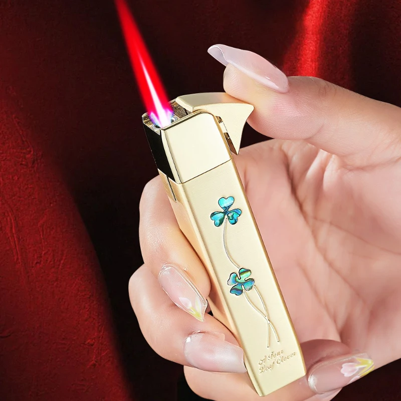 Small Long Strip Colored Shell Series Inflatable Lighter, Windproof and Straight-forward Red Flame Small and Exquisite Lighter