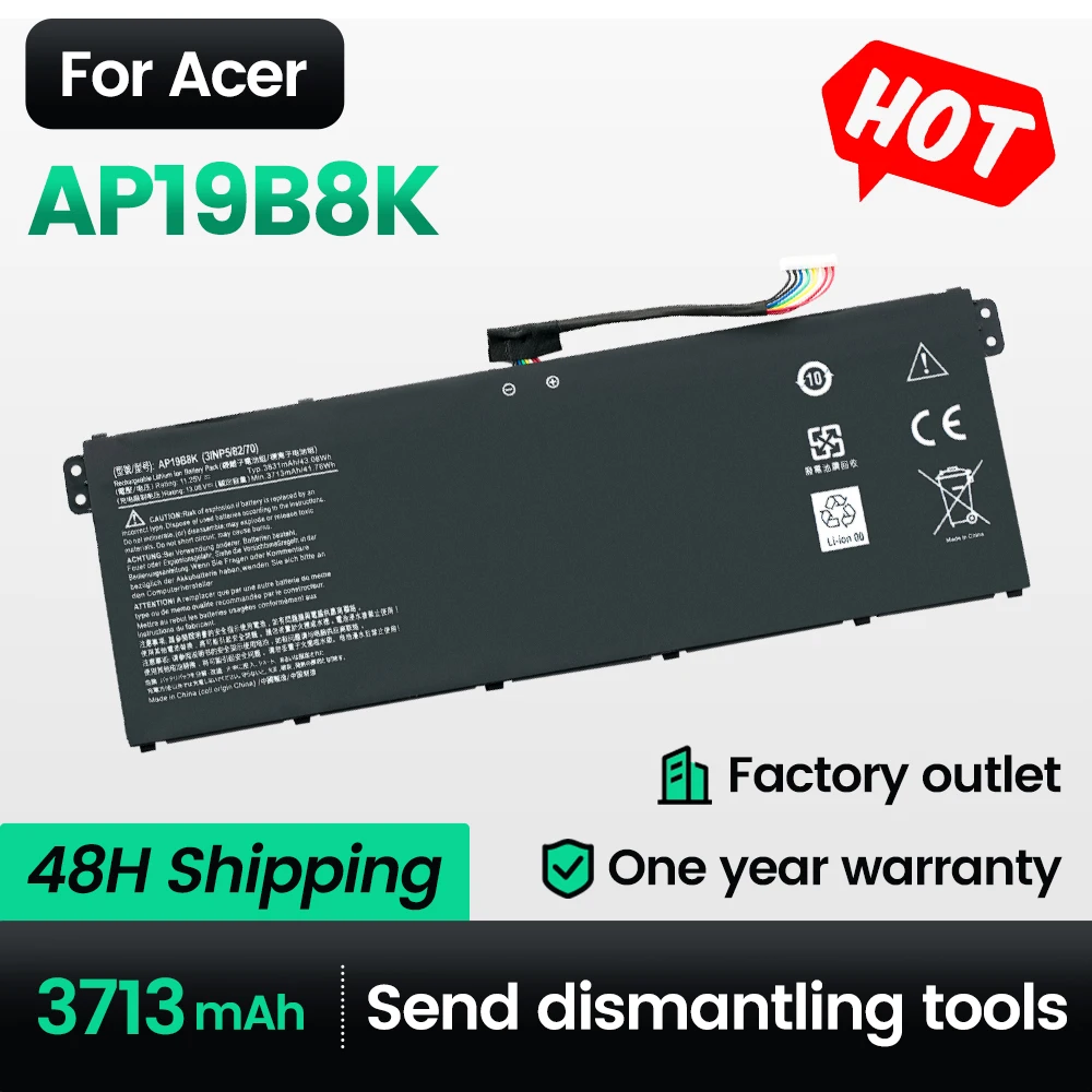 

Keyuan AP19B8K New and Genuine Laptop Battery C922 CB314-2H KT.00305.011 Laptop Battery for Acer Aspire 3 A314-22 A315-23 A315