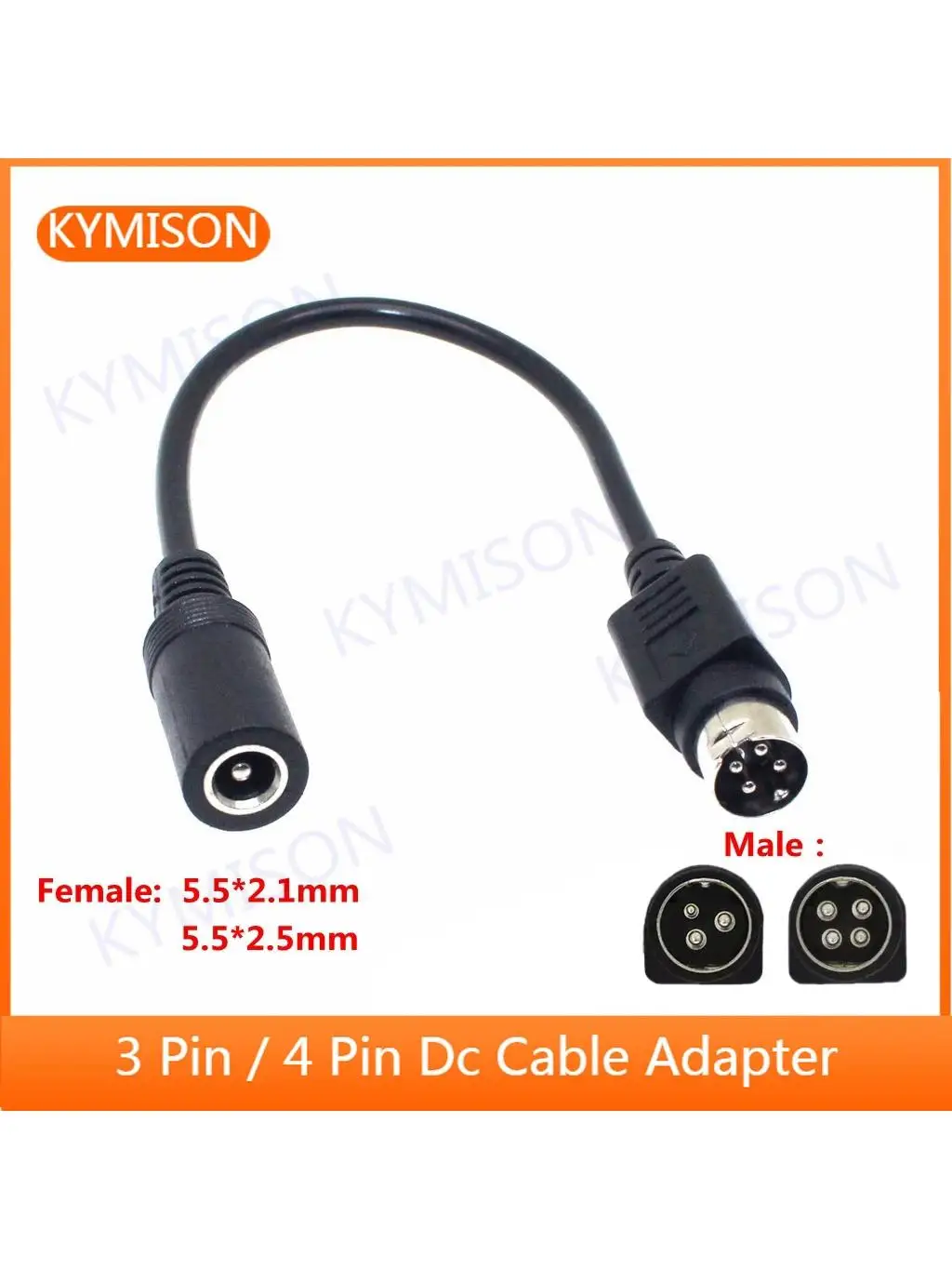 Femelle 5.5*2.5mm à mâle 3-Pin / 4-Pin Câble plomb Pour SATO TG-5011-19V-ES Housse un câble 4-Pin Pour TV LCD magnétoscope alimentation