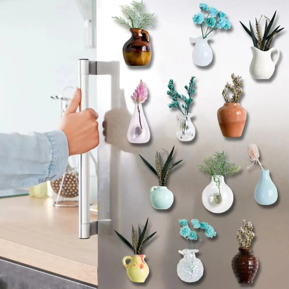 

Ceramic Vase Fridge Stickers DIY Excluding Plants Mini Plant Vase Three-dimensional Exquisite Porcelain Bonsai Living Room