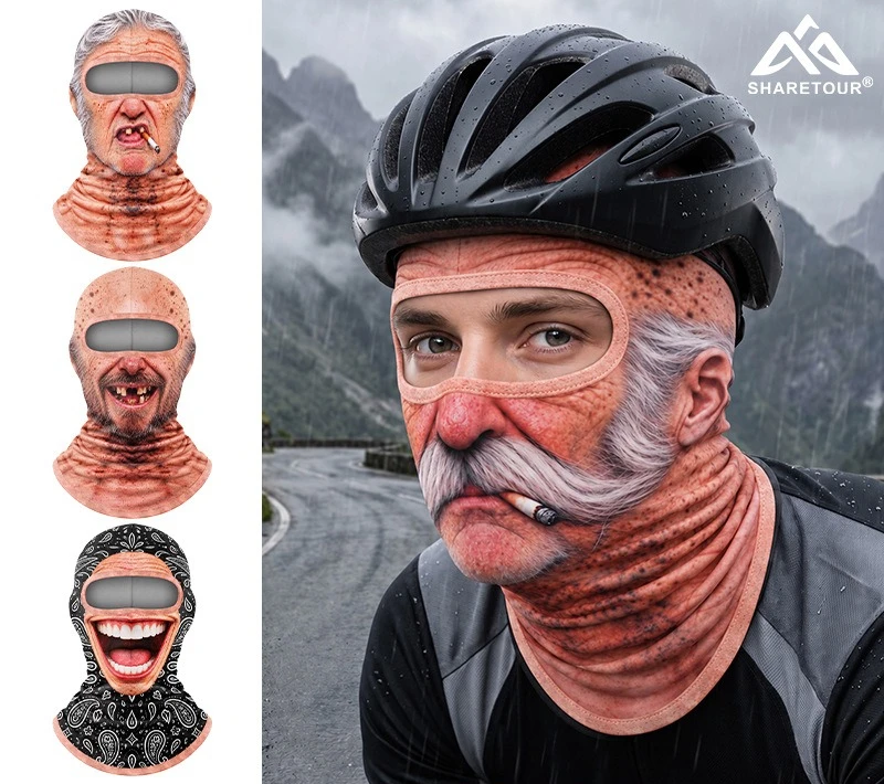 2027 Funny Ice Silk Bicycle Protective Hat Windproof Dustproof Dry Fast Sunscreen Motorcycle and Outdoor Activities