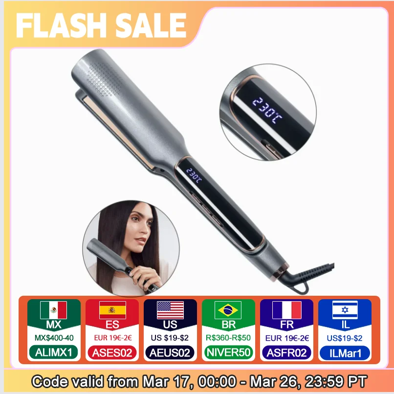 Ladies Ceramic Negative Ion Hair Straightener And Curler Multi-temperature Control Home Use Hair Styling Tool Dual-Purpose Iron