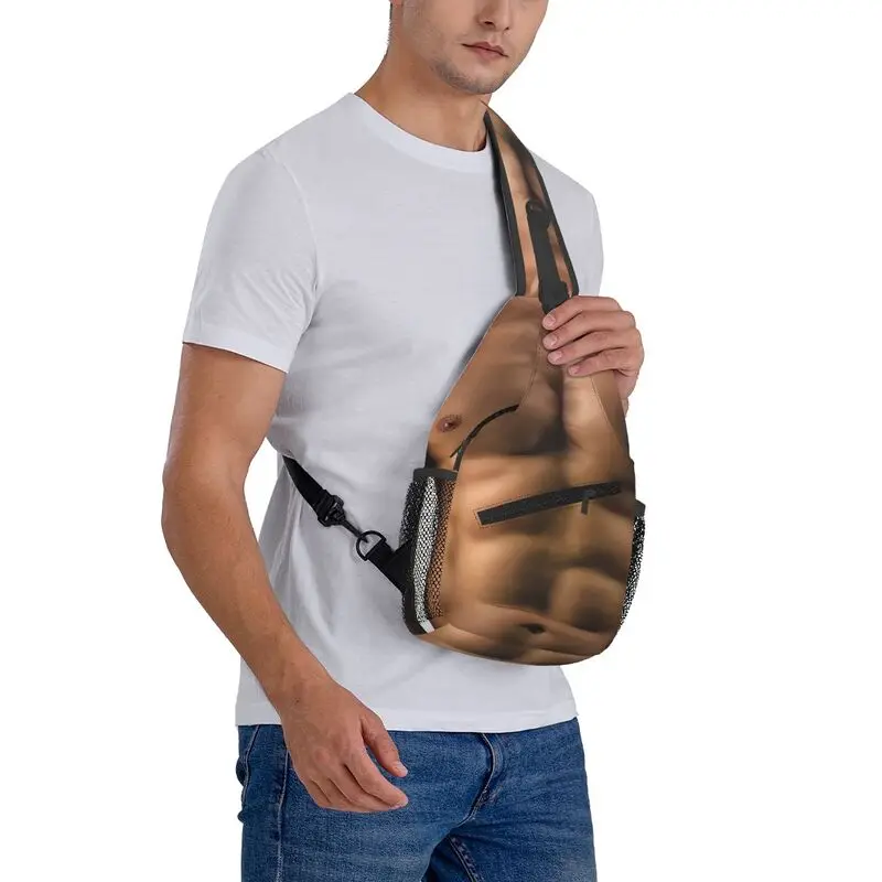 مخصص العضلات رجل 6 حزمة Abs حقيبة الرافعة للسفر الرجال Crossbody الصدر على ظهره الكتف Daypack #6