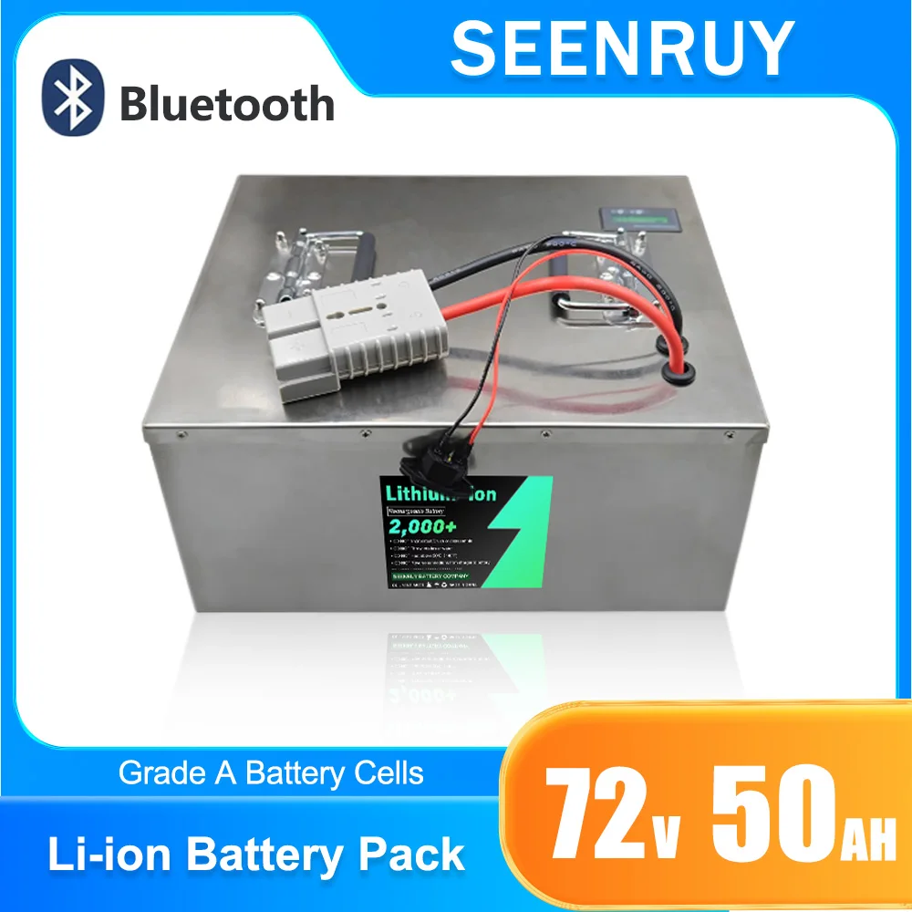

72V 50AH Lithium Ion Battery for RV Tricycle Forklift Crane Truck with Built-in BMS 80A Power Bank Includes 10A Charger