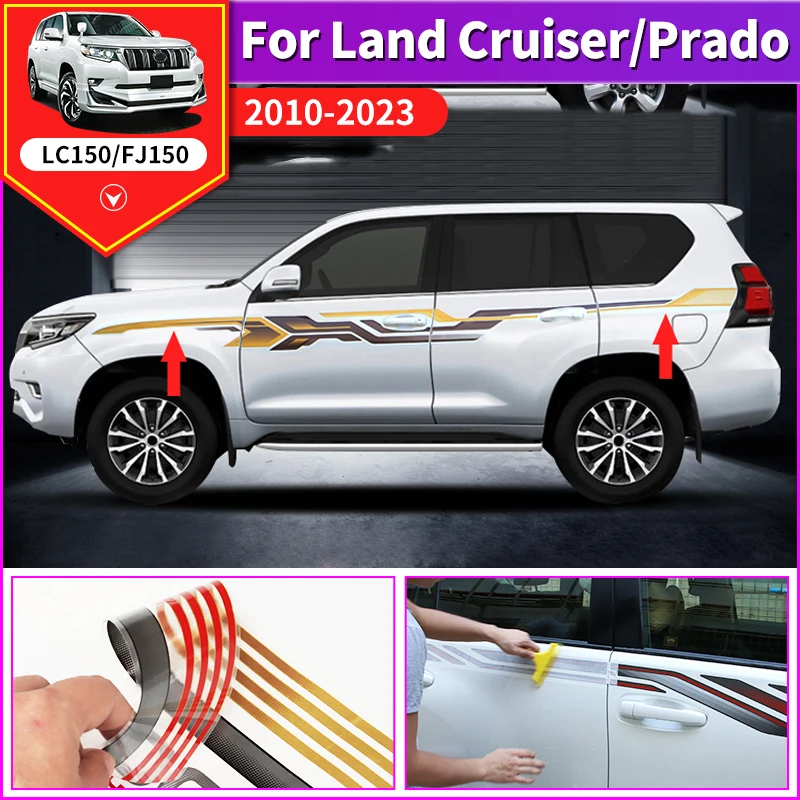 

For Toyota Land Cruiser Prado 150 LC150 Fj150 Appearance Upgraded Accessories Waistline Pattern Decorative Color Stripes Sticker