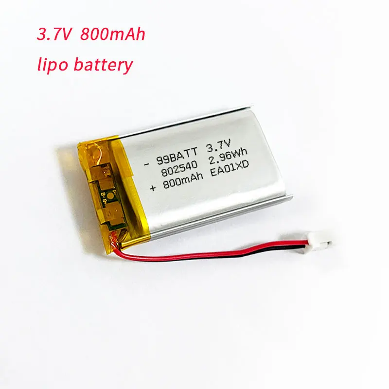 

800mAh 802540 082540 Rechargeable Lithium Polymer Battery 3.7V Lipo Pouch Cell for Razor Breast Pump Counter Light Card Speaker
