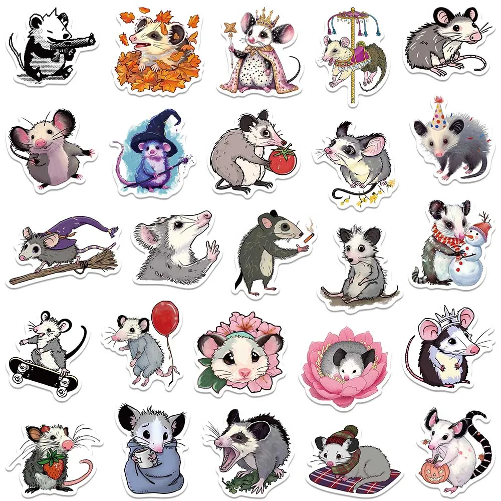 Opossum-pegatinas de animales de dibujos animados para ordenador portátil, 50 piezas, para botella de agua, equipaje, Notebook, teléfono, calcomanías de vinilo de Graffiti impermeables