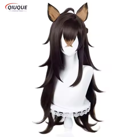 Dehya Cosplay Wig Game Impact Sumeru 80cm Long Heat Resistant Synthetic Hair Anime Halloween Party Wigs Ear + Wig Cap